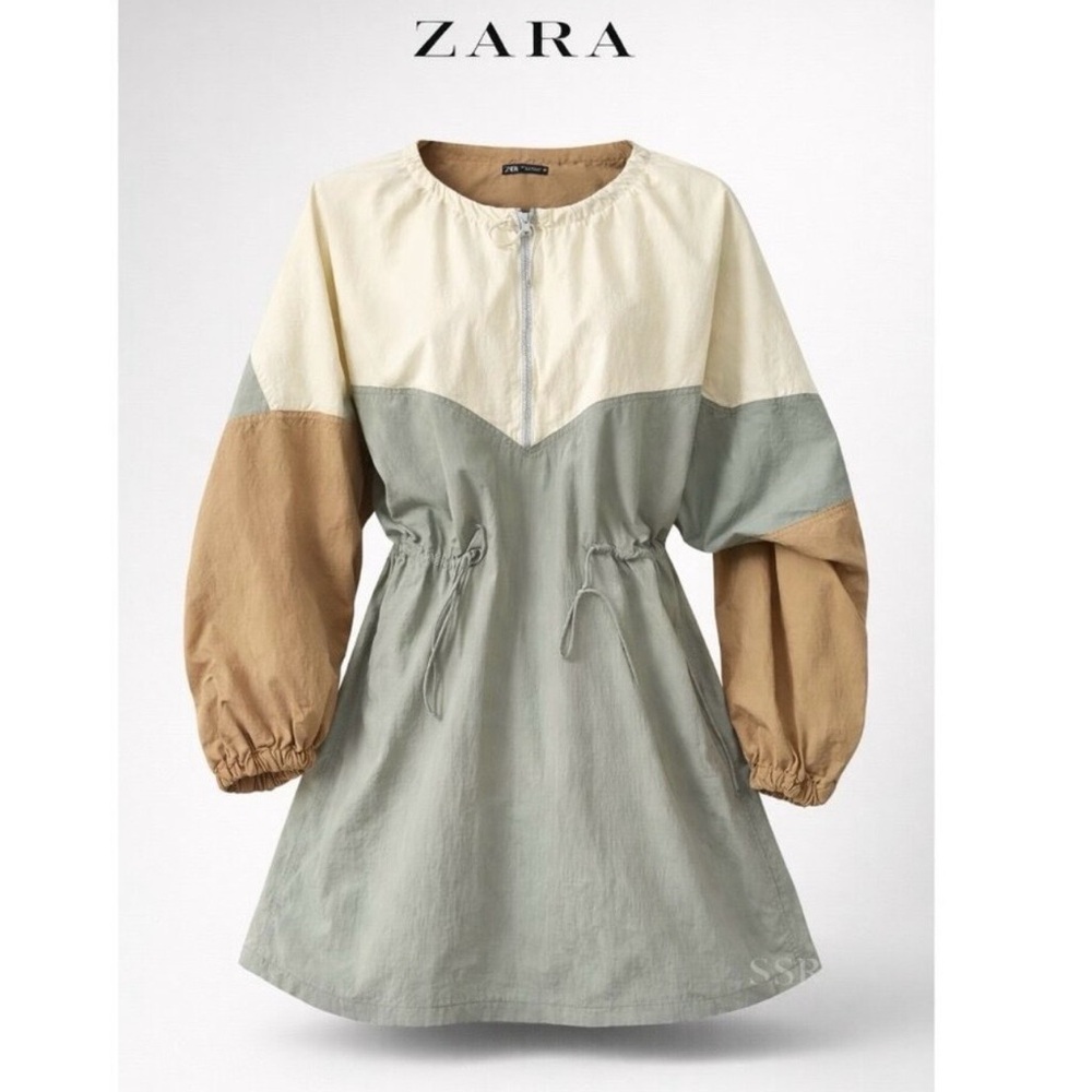 Zara Colorblock Nylon Cut Out  combination Dress